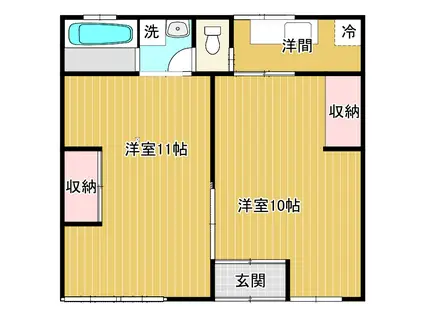 松浦鉄道西九州線 北佐世保駅 徒歩10分 2階建 築58年(2K/1階)の間取り写真