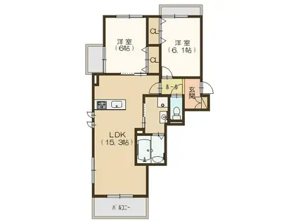 MAISON BRIGHTWOOD DEUX(2LDK/3階)の間取り写真