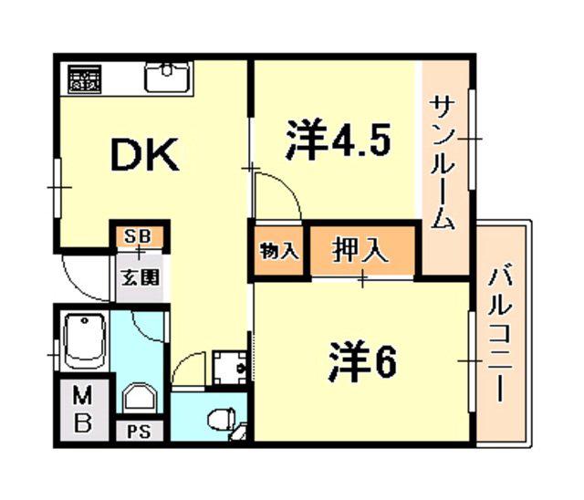 エスペランサ魚崎(2DK/10階)の間取り写真