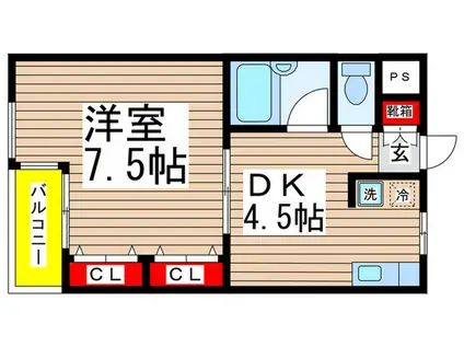 エスポアール幕張(1DK/2階)の間取り写真