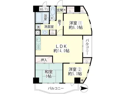 ヴェルドゥミール(3LDK/3階)の間取り写真