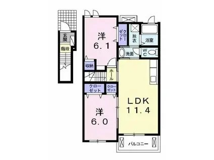 プロスペリティーIII(2LDK/2階)の間取り写真