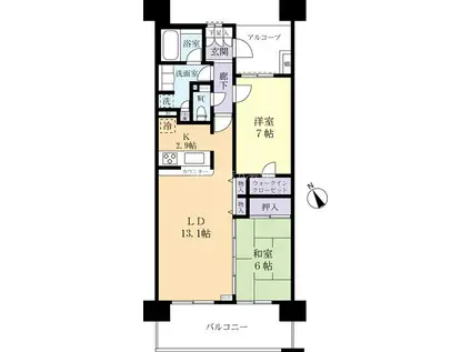 センチュリーつくばみらい平A1307(2LDK/13階)の間取り写真