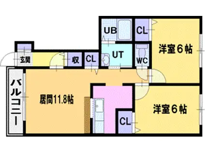 LEAFPLAZAⅠ(2LDK/1階)の間取り写真