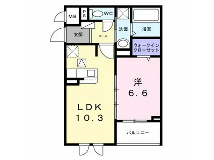 山城町4丁目アパート(1LDK/1階)の間取り写真
