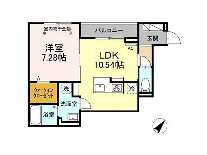 ラリュール西新井本町(1LDK/2階)の間取り写真