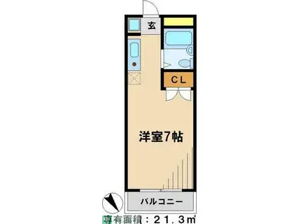 ビートルズスクエア(1K/1階)の間取り写真