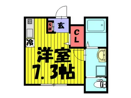 グラシアス(ワンルーム/2階)の間取り写真