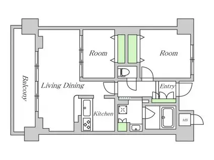 VERDURE江坂広芝町(2LDK/3階)の間取り写真