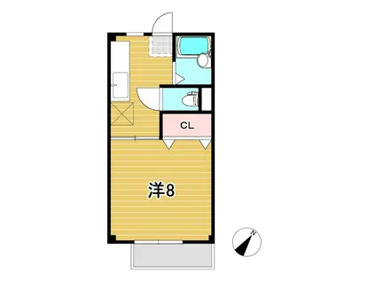 シティーコート1(1K/2階)の間取り写真