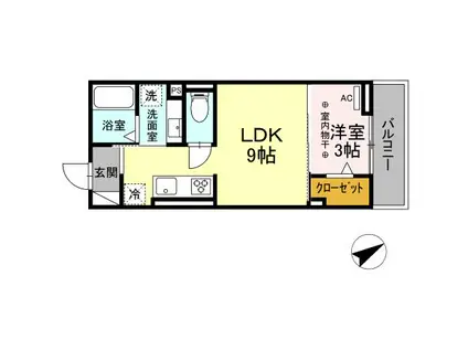 D-ROOMエムツー(1LDK/2階)の間取り写真