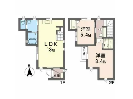 エルヴェルデ A棟(2LDK/1階)の間取り写真