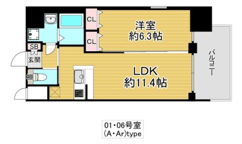 プレジオ城東(1LDK/4階)の間取り写真