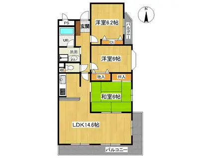 ウイル・アンクレール(3LDK/2階)の間取り写真