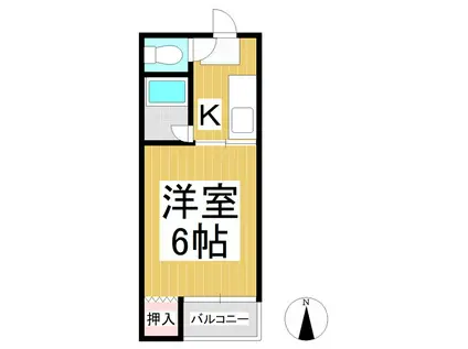 ハイツ山崎(1K/2階)の間取り写真