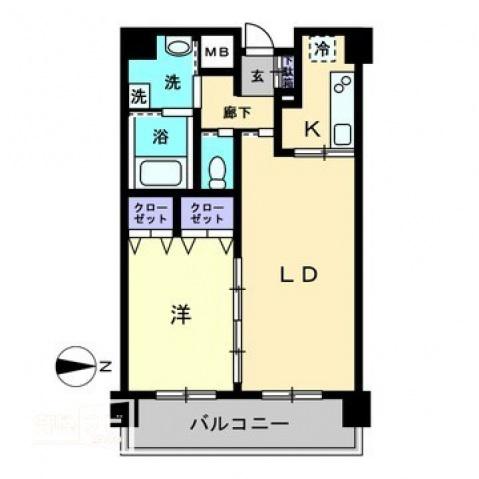 アルファレガロ栗林(1LDK/7階)の間取り写真