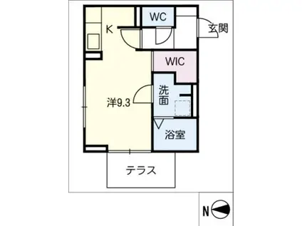 クレールI(ワンルーム/2階)の間取り写真
