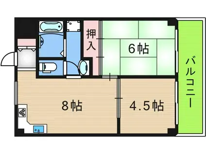 プランドール住之江(2LDK/4階)の間取り写真