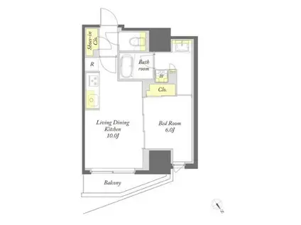プライムメゾン入谷(1LDK/12階)の間取り写真