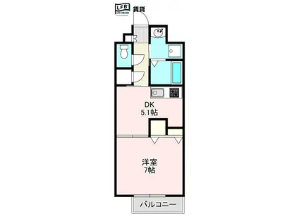 際波フォレストウィンズ(1DK/4階)の間取り写真