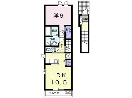 コンフォール 瀬戸B(1LDK/2階)の間取り写真