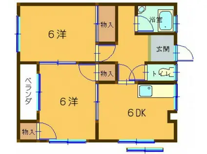 徳本ビル(2DK/2階)の間取り写真