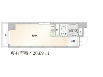 西横浜クリスコーポ(ワンルーム/3階)の間取り写真