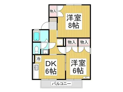 アドミールKOIKE B棟(2DK/1階)の間取り写真