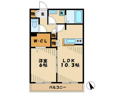 京王相模原線 京王稲田堤駅 徒歩5分 3階建 築8年(1LDK/3階)の間取り写真