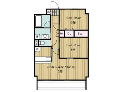 ロンドモンターニュ(2LDK/3階)の間取り写真