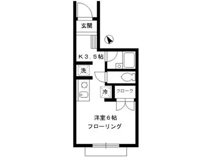 メゾン・ド・ルルス・ドゥー(ワンルーム/1階)の間取り写真