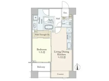 ライオンズクオーレ東京八丁堀(1LDK/6階)の間取り写真