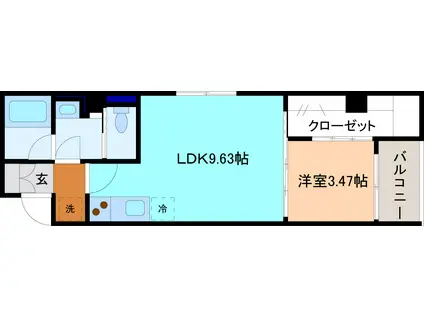 コルテーレ荒町(1LDK/3階)の間取り写真