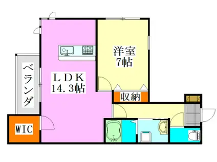 ベイサージュ東船橋(1LDK/2階)の間取り写真