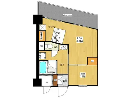 フクダ不動産八木駅前マンション(1LDK/5階)の間取り写真