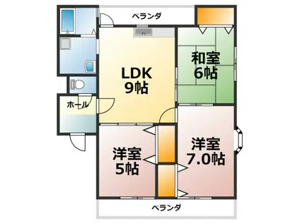 ビレッジ亀沢C棟(3DK/1階)の間取り写真