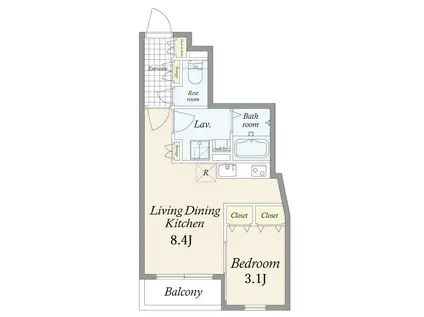 GRAN PASEO 自由が丘奥沢(1LDK/4階)の間取り写真