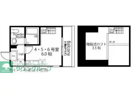ハーミットクラブハウス羽沢国大(ワンルーム/1階)の間取り写真