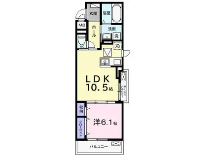 ルポン ボヌール(1LDK/1階)の間取り写真