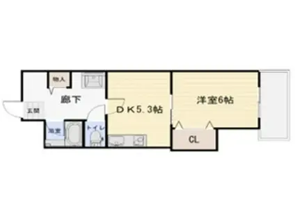 ハピネスII番館(1DK/1階)の間取り写真