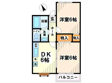 ドエルスカイ(2DK/1階)の間取り写真