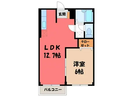 エルディム根岸II(1LDK/2階)の間取り写真