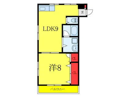 内田ビル(1LDK/3階)の間取り写真