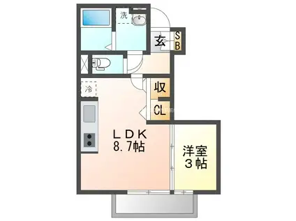 モンシャトーフォレスト(1LDK/1階)の間取り写真