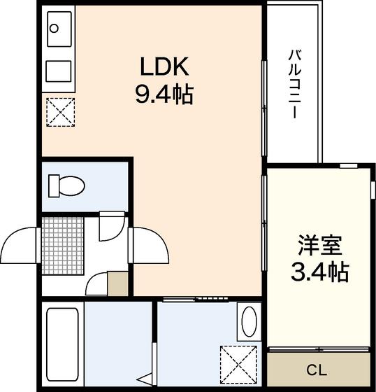 GRANDTIC 中筋(1LDK/1階)の間取り写真