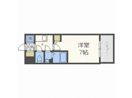 エスリード難波ザ・ゲート(1K/15階)の間取り写真