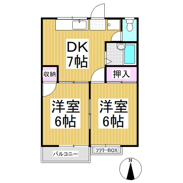 シュプールイナダ(2DK/2階)の間取り写真