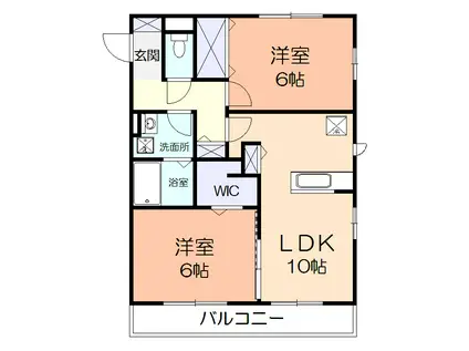 リヴィエール湘南B(2LDK/3階)の間取り写真