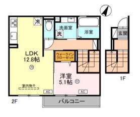 タウンさらII(1LDK/2階)の間取り写真