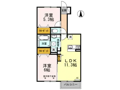 ビュー瀬原田(2LDK/1階)の間取り写真